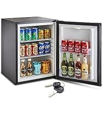 SMETA 12 Volt Refrigerator 12v 1.2 cuft RV Mini Fridge with Lock Truck Refrigerator DC 12V|110V Compact Small Fridge for Freightliner Cascadia Wheeler Trucker Drivers, Camper, Boat, Marine