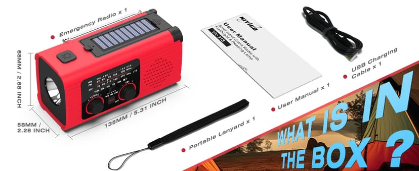 Emergency Weather Radio, 4000mAh NOAA Weather Alert Radio Solar Charging, Hand Crank & USB Charged, AM/FM with LED Flashlight, Reading Lamp, SOS Alarm, Headphone Jack for Outdoor Indoor