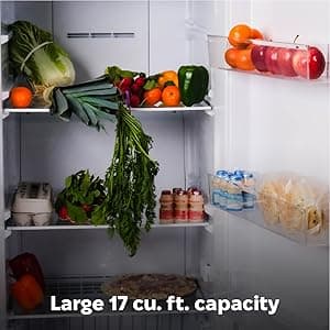 Hamilton Beach HZ8971 17 cu ft Upright Convertible Fridge/Freezer-Frost Free-Reversible Door-Removable Glass Shelves-LED Interior Light, White