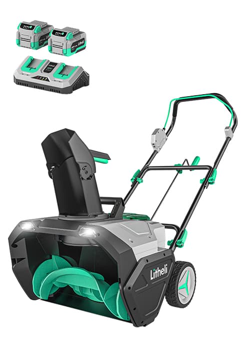 Litheli 2X20V Cordless Snow Blower, 20 Inch Snow Thrower with 4.0Ah Battery, Electric Snow Blowers with LED Spotlight and Brushless Motor for Walkways and Driveways