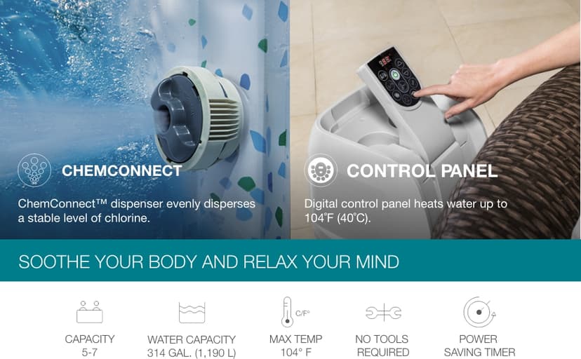 Bestway SaluSpa St Moritz Large Round AirJet 7 Person Inflatable Hot Tub Portable Outdoor Spa with 180 Soothing AirJets and Cover, Brown