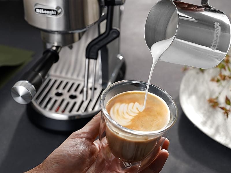 De'Longhi Dedica Maestro Plus Espresso Machine, Automatic Steam Wand, 3 Coffee Temp & Milk Foam Settings, 54oz Removable Tank, Easy-to-Clean Dishwasher-Safe Parts, Compact Stainless Steel Design