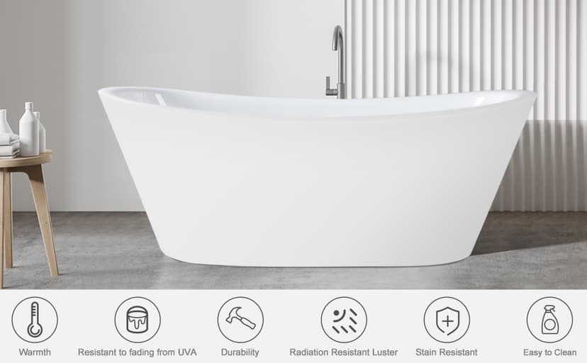 71" Acrylic Freestanding Bathtub Contemporary Soaking White Tub