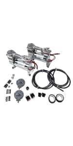 Medium Duty Onboard Air System/Kit 150 PSI Compressor 12V With 2.5 Gallon (9.5 Liter) Train/Air Horn Tank