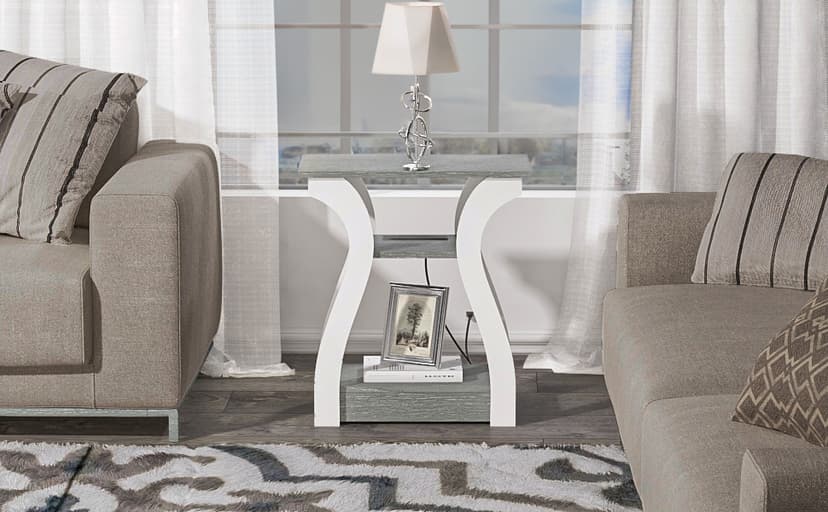 End Tables Living Room Set of 2,Grey End Table with Charging Station,Grey Side Table, Nightstand for Bedroom, 3 Tier End Table with Storage Shelf for Living Room