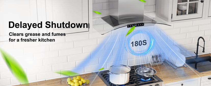 30 inch Range Hood Wall Mount, 1200 CFM with 4-Speed Gesture Sensing & Touch Control, Stainless Steel Ducted Kitchen Stove Vent Hoods with 2 LED Lights, Time Setting, Dishwasher-Safe Baffle Filters