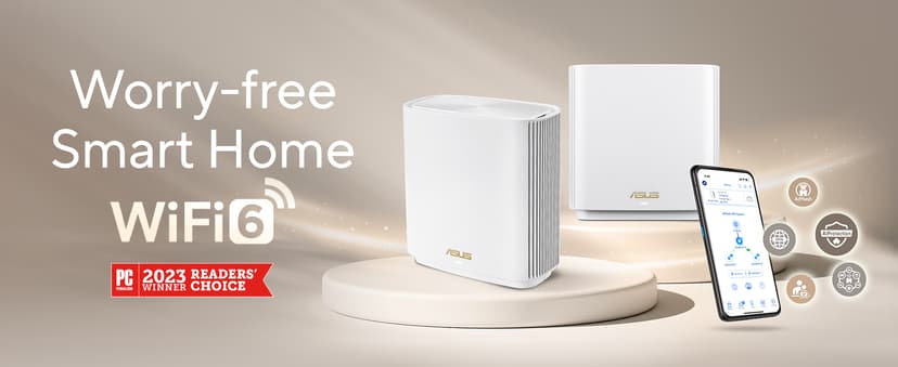 ASUS ZenWiFi AX6600 Tri-Band Mesh WiFi 6 System (XT8 2PK) - Whole Home Coverage up to 5500 sq.ft & 6+ rooms, AiMesh, Included Lifetime Internet Security, Easy Setup, 3 SSID, Parental Control, White