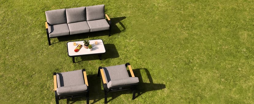 EAST OAK 5 Seats Patio Furniture Set, Waterproof Outdoor Patio Furniture with Thick Cushion, 4-Piece Outside Conversation Set with Coffee Table for Garden and Yard, Misty Grey