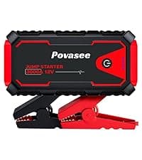 5000A Jump Starter Povasee Car Battery Jump Starter, 12V Jump Box for car up to All Gas or 10L Diesel Engine Battery Jumper Starter Portable with 3" LCD Display Power Bank/Dual Output/LED Light