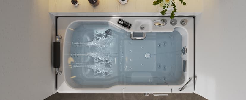 Empava Walk In Tub for Seniors,54" x 30'' Right Drain,12 Air & 13 Whirlpool Massage Jets Bathtub,with built-in Heater,2 Safety Handrail,19.25" Wide Right Outswing Door,Slip-Resistant Floor,Acrylic