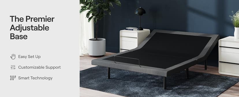 Nectar Premier Adjustable Base - Queen - Head & Foot Incline - Wireless Remote with Memory- 3 Massage Settings - 4 USB Ports - Anti-Snore & Zero Gravity