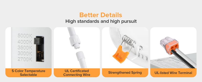 MAILCOS 12 Pack 6 Inch 5CCT Ultra-Thin LED Recessed Ceiling Light with Junction Box, 2700K-5000K Selectable, 1050LM High Brightness, Dimmable Canless Wafer Downlight, 12W 120V, ETL