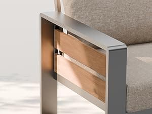 ZANDOR Outdoor Aluminum Patio Furniture - 1 Pcs 3-Seat, All-Weather Metal Modern Outside Sofa with Washable Thick Cushion for Garden/Backyard/Porch, Grey