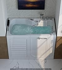 Empava Walk In Tub for Seniors,54" x 30'' Right Drain,12 Air & 13 Whirlpool Massage Jets Bathtub,with built-in Heater,2 Safety Handrail,19.25" Wide Right Outswing Door,Slip-Resistant Floor,Acrylic