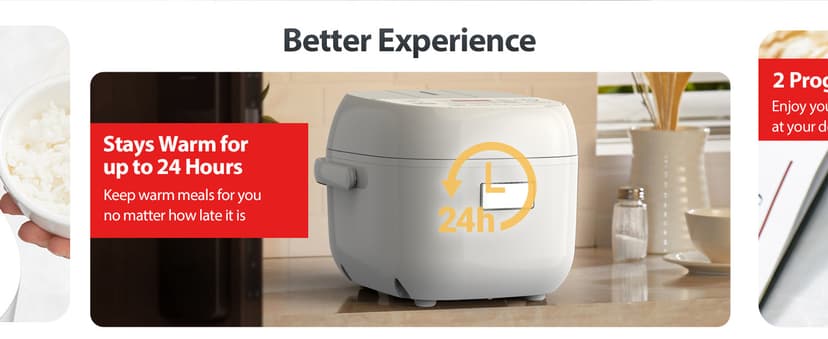 TOSHIBA Mini Rice Cooker, 3 Cups Uncooked Small Rice Cooker, Steamer & Warmer, With Fuzzy Logic And One-Touch Cooking, 24 Hour Delay Timer And Auto Keep Warm Feature, White