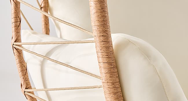 Hanging Egg Chair with Adjustable Footrest & Stand, Wicker Rattan Swing Hammock Chair with Cushion & Double Chains, 350LBS Capacity for Outdoor & Indoor Patio, Deck, Bedroom, Balcony (YE-BE)