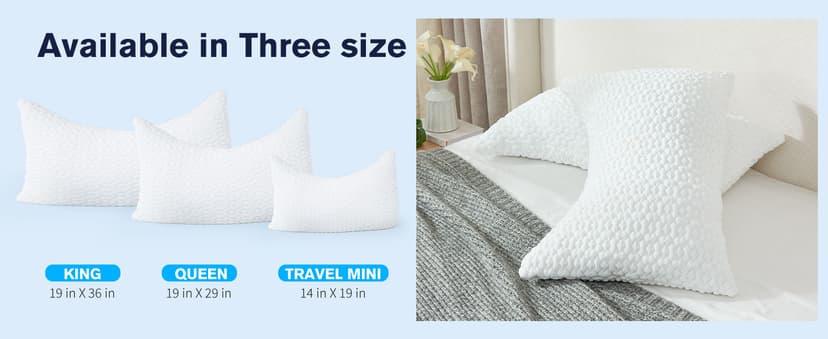 Original Adjustable Bed Pillow for Sleeping, Good for Side, Back & Stomach Sleeper with Washable Removable Cover, Additional Foam Fill Included