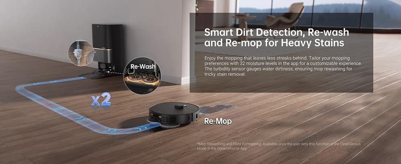 DREAME X40 Ultra Robotic Vacuum with Removable & Liftable Mop, 12,000Pa Suction, Side Brush Extensive Cleaning, 158°F Mop & Washboard Self Cleaning, Auto-Empty, Auto Refill, liftable Brushes
