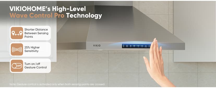 Wall Mount 30 Inch Range Hood 900 CFM, Ductless/Ducted Convertible Kitchen Hood, 3-speed Gesture Sensing & Touch Control, Stainless Steel Kitchen Vent Hood with Permanent Baffle Filters