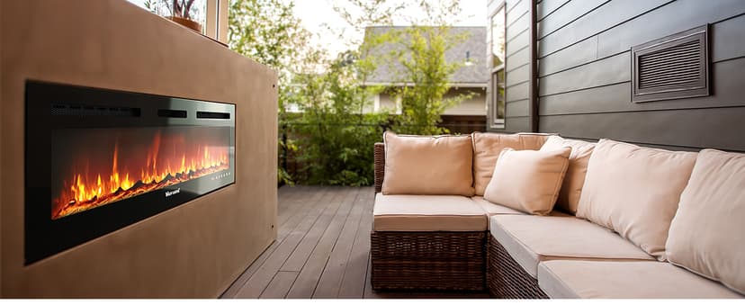 Electric Fireplace 60Inch,Wall Mounted Electric Fireplace Heater with Timer Inserts,TV Stand Touch Screen and Realistic Flame,Log Set,Crystal Flames 750 to 1500W,Remote for Living Room