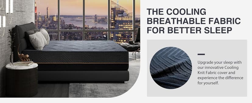 Firm King 14 Inch Memory Foam Mattress in a Box, Cooling Knit Fabric Cover, Copper Memory Foam, Made in The USA of US Foam, CertiPUR-US Certified, 76”x80”, Black