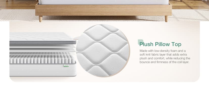 Novilla Twin Mattress, 10 Inch Twin Hybrid Mattress for Kids, Pocket Innerspring Pillow Top Mattresses for Motion Isolation, Pressure Relief & Edge Support,Soft Feel but Supportive