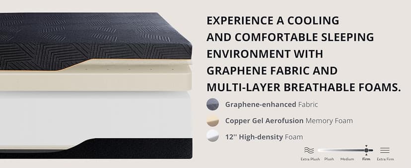 EGOHOME 14 inch Firm Queen Mattress, Memory Foam Mattress with Cooling Cover, Bed in a Box, CertiPUR-US Certified, Breathable and Supportive, Made in USA, 60x80x14 Black