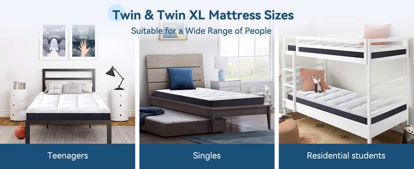 5 Inch Twin Mattress for Kids Adults Single Bed, Breathable Gel-Memory Foam Plus Pillowtop Mattress in a Box for Pressure Relief, CertiPUR-US Certified, Fiberglass-Free