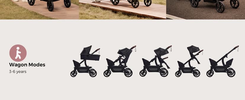 Momcozy ChangeGo Baby Stroller, Convertible Single-to-Double-to-Wagon Stroller with 23 Configurations, Bassinet, Seat Included, Large PU Wheels, All-Wheel Suspension & Extendable UPF50+ Canopy