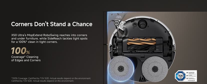 DREAME X50 Ultra Complete Robot Vacuum and Mop with Auto-Empty and Mop Self-Cleaning, 20,000Pa Suction, Obstacle Avoidance and 360° Navigation, Corner to Edge Deep Cleaning, Detangling Brush (White)