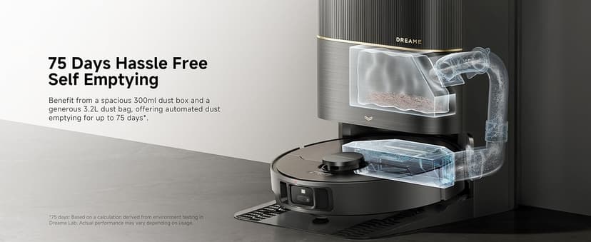 DREAME X40 Ultra Robotic Vacuum with Removable & Liftable Mop, 12,000Pa Suction, Side Brush Extensive Cleaning, 158°F Mop & Washboard Self Cleaning, Auto-Empty, Auto Refill, liftable Brushes