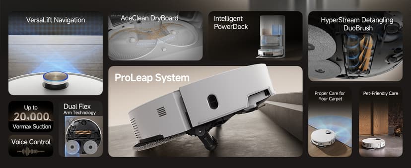 DREAME X50 Ultra Complete Robot Vacuum and Mop with Auto-Empty and Mop Self-Cleaning, 20,000Pa Suction, Obstacle Avoidance and 360° Navigation, Corner to Edge Deep Cleaning, Detangling Brush (White)