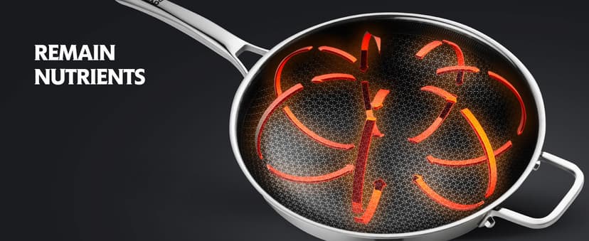 Wok pan,Hybrid 13 inch Wok with Lid, PFOA Free Cookware,non stick Stainless Steel Woks & Stir-fry pans Nonstick, Dishwasher and Oven Safe, Works on Induction