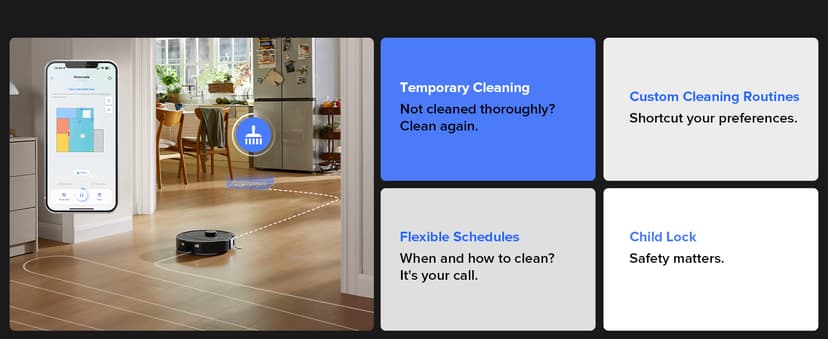 roborock Qrevo S Robot Vacuum and Mop, Self-Drying, Auto Mop Washing, 7000Pa Suction, Self-Emptying & Refilling, 10mm Auto Lifting, 200RPM Spinning Mops, Smart Obstacle Avoidance, Black