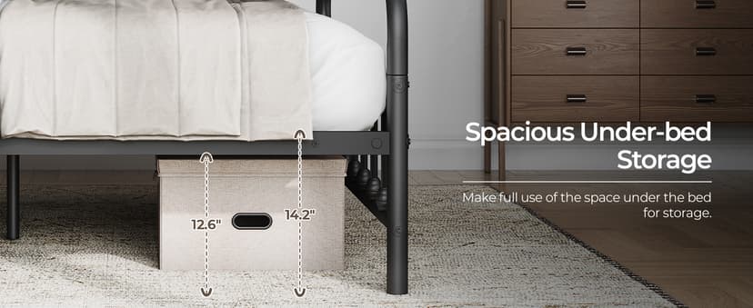 Yaheetech Classic Metal Platform Bed Frame Mattress Foundation with Victorian Style Iron-Art Headboard/Footboard/Under Bed Storage/No Box Spring Needed/Queen Size Black