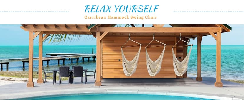 Upgraded Caribbean Hammock Chair with Detachable Metal Bar, Large Hammock Swing Chair, XL Rope Hanging Chair for Outdoor Indoor, 330 LBS Weight Capacity, Burlywood