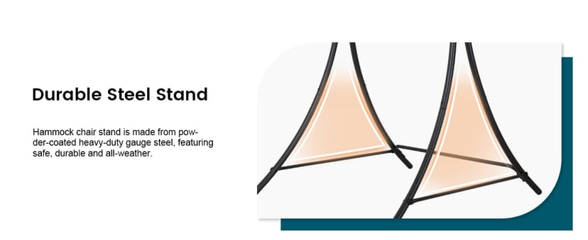 ANOW Adjustable Hammock Chair Swing Stand Only, Heavy Duty Hanging Chair Stand with Safety Hooks for Indoors Outdoors, Max 400 Lbs, Plus Size Version, Black