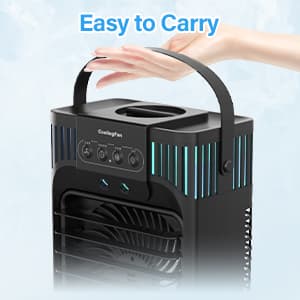 Portable Air Conditioners,4-in-1 Evaporative Air Cooler with 3 Speeds, 3 Modes & 7 LED Light Cooling Fan with Remote, 2-8H Timer, 1200ML Personal Mini Air Conditioner for Bedroom and Office