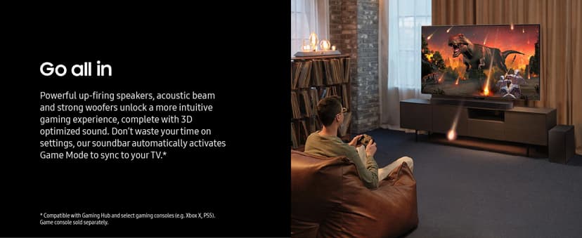 SAMSUNG HW-Q600C 3.1.2ch Soundbar w/Dolby Audio, Q-Symphony, Adaptive Sound, HDMI eARC, Game Mode Pro, Bluetooth, Acoustic Beam, Tap Sound