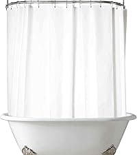 Clawfoot Tub Shower Curtain 180x70 Inch White Liner All Warp Around Extra Wide 36 Metal Hooks Vinyl Bath Curtain for Clawfoot Stand Up Tub Bathroom PEVA Waterproof Liner