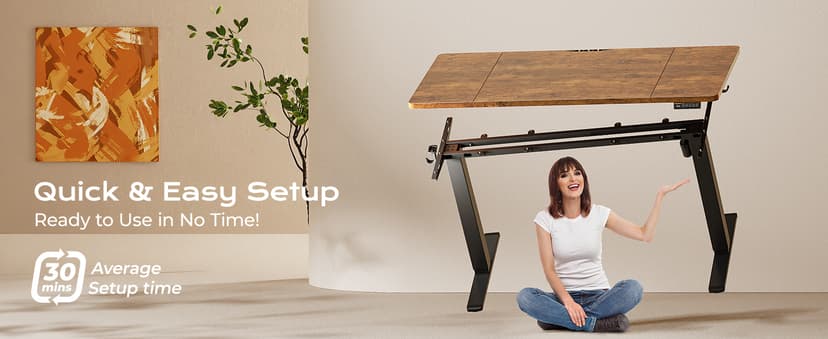 Huuger 55 x 28 Large Electric Standing Desk, Height Adjustable Computer Desk, 27.6" Deep Desktop, Stand up Gaming Office Desk with 2 Hooks, 3 Preset Heights, for Home Office, Rustic Brown