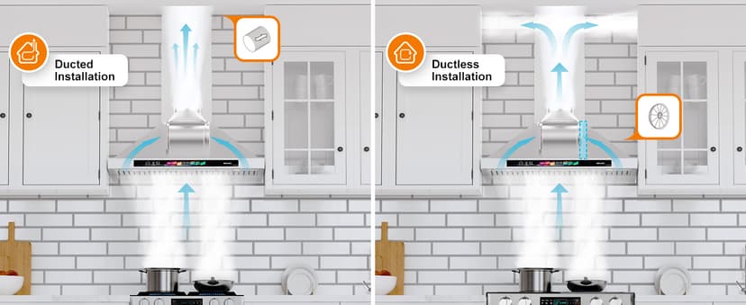 BRANO 30-inch Wall Mount Range Hood 900 CFM with Voice/Gesture/Touch Control, Stainless Steel Kitchen Hood Vent with 4 Speed Exhaust Fan, LED Adjustable Lights, Memory Mode