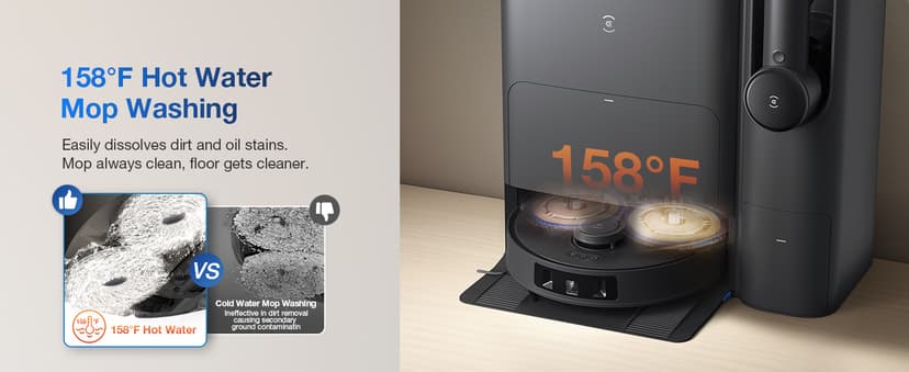 ECOVACS DEEBOT T30S Combo Robot Vacuum and Mop, All in One Cleaning Hub, 11000Pa, ZeroTangle Technology, TruEdge Adaptive Edge, Dual Self-Emptying, Hot Water Washing