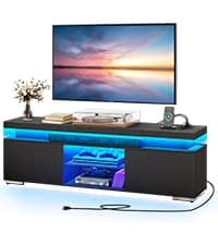 YITAHOME TV Stands for Living Room, Modern TV Stand for 65/70 inch TV, LED TV Entertainment Center with Storage & Power Outlets, TV Console Cabinet, Black