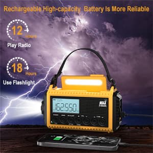 Raynic Emergency Radio, 5000mAh/18500mWh Weather Radio, Solar Hand Crank Radio with AM/FM/SW/NOAA Alert, Cell Phone Charger, Headphone Jack, Flashlight and SOS Siren
