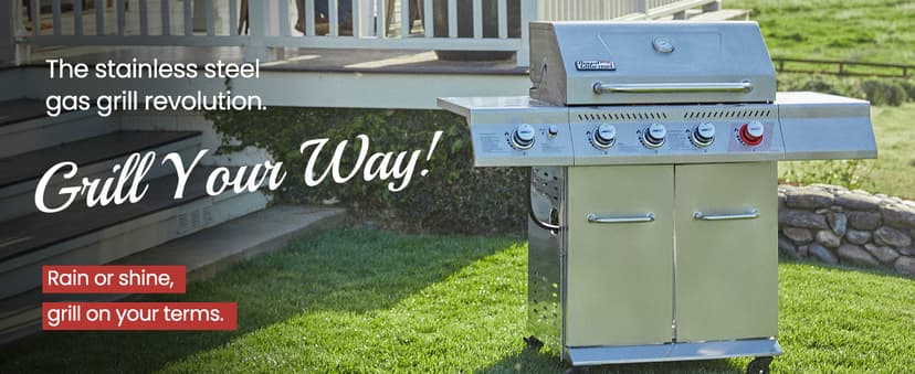 Royal Gourmet GA4402S 4 Burner Propane Gas Grill with Side Burner & Warming Rack, Stainless Steel Gas Grill with 54,000 BTUs Output for Barbecue Grilling & Backyard Cooking, Silver