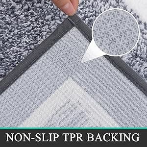 Pauwer Bathroom Rug Mat Set 3 Piece, Microfiber Shaggy Bath Set, Non-Slip Ultra Soft Carpet Mats, Absorbent with U-Shaped Toilet for Bathroom, Tub, Shower, Dark Grey