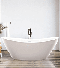 Vanity Art 71" Freestanding Bathtub | Free Standing Tub Stand Alone Tub with Contemporary Design for Soaking and Bathing, Overflow and Pop-up Drain with UPC Certified, Acrylic, VA6517-BN