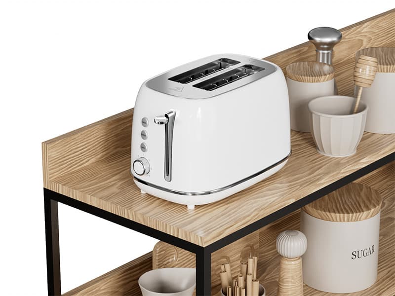 Keenstone Toaster 2 Slice, Retro Wide Slot Stainless Steel Toaster with 6 Browning Levels, Reheat & Defrost, for Bagel, Toast, Bread, Kitchen Essentials, Removable Crumb Tray, White