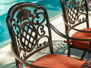 7-Piece Patio Furniture Dining Set, All-Weather Cast Aluminum Outdoor Table and Chairs for 6, Includes 4 Fixed Chairs & 2 Swivel Chair & 60’’ Rectangular Dining Table, Red